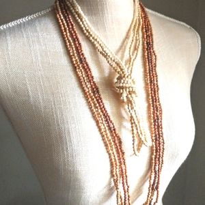 Authentic Vintage Seed Bead Strands -Necklaces - Earth Tones